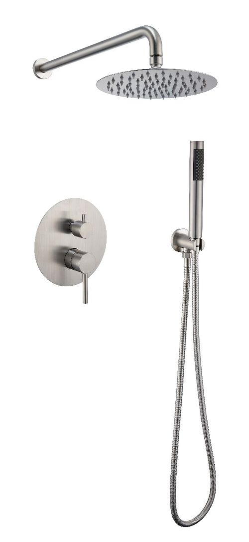 Shower valve set with diverter Stainless Steel, include shower arm, shower head and hand shower