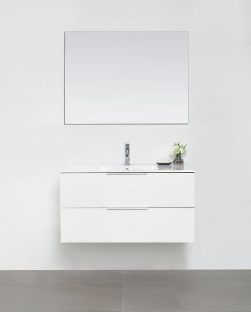 MDF 39-3/8"x17-15/16"x20-1/2" White Color Bathroom Vanity Set W/LED Mirror 39-3/8"x31-1/2"6000K