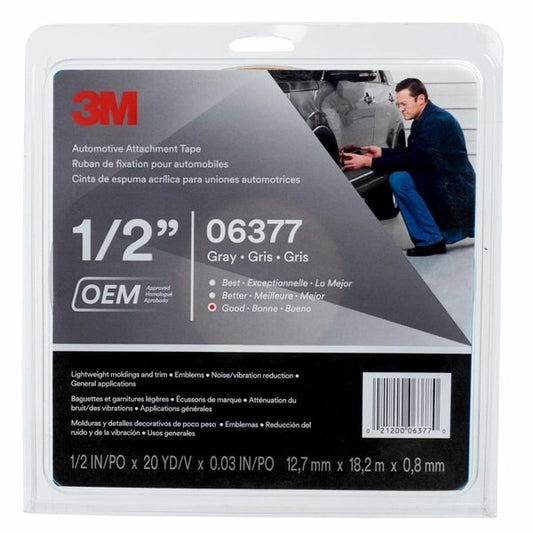 3M™ Automotive Attachment Tape, Gray, 0.76 mm, 1/2 in x 20 yd