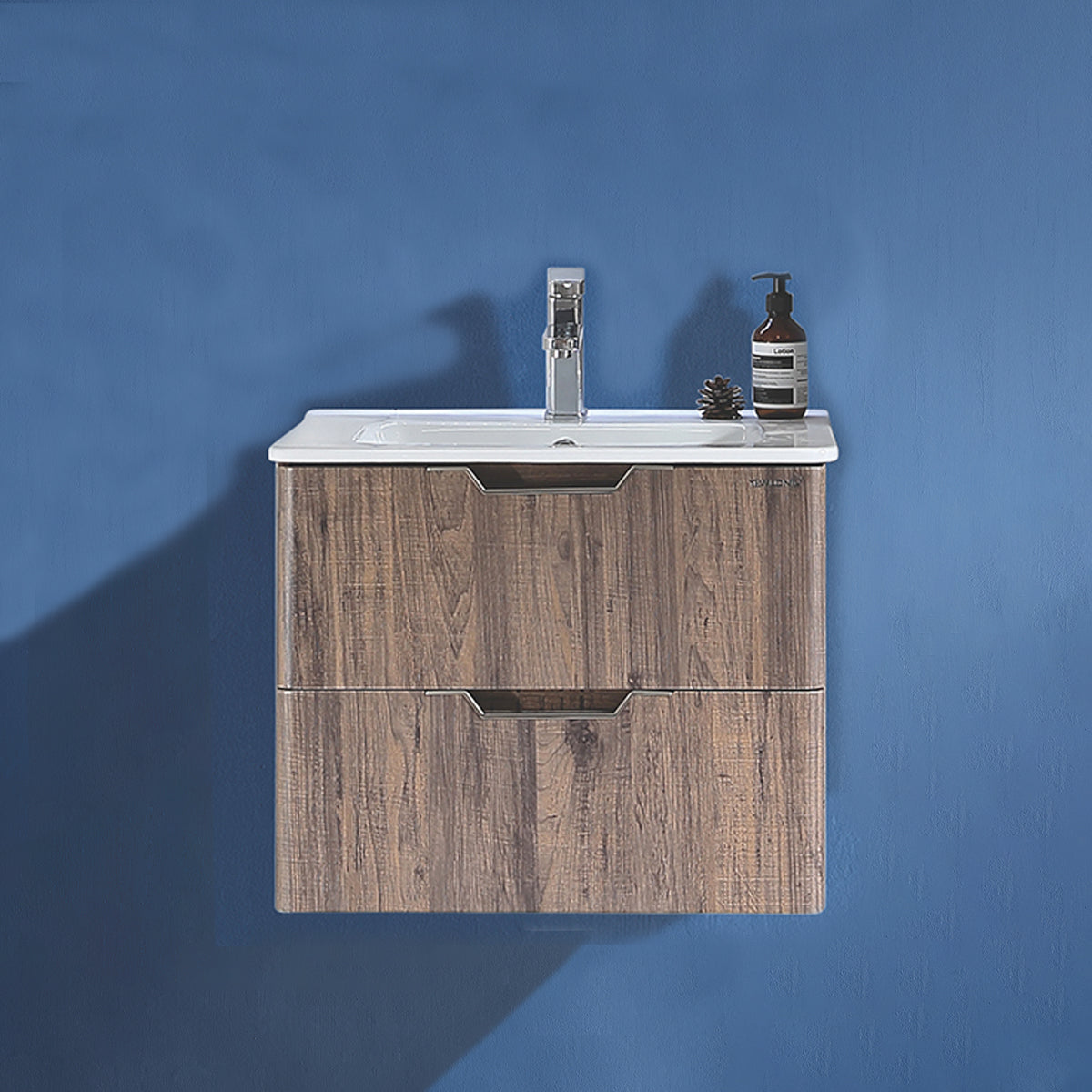 MDF + PVC Film Finish 23-5/8" x 18-1/8" x 20-1/2" Dark Cedar Color Bathroom Vanity (1/1)