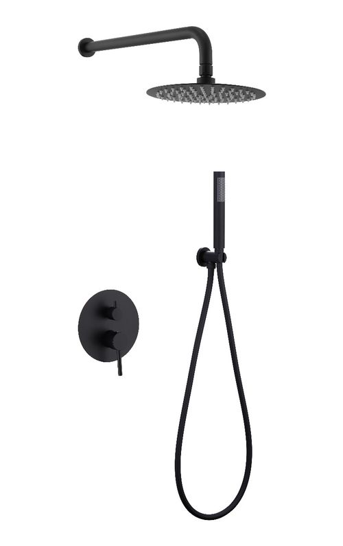 Shower valve set with diverter Matte Black, include shower arm, shower head and hand shower