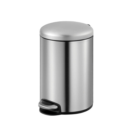 8L Round Step Bin, Brushed stainless steel