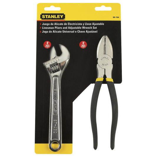 Linesman Pliers and Adjustable Wrench Set