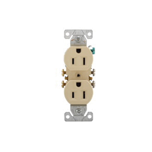 15 Amp Duplex Electrical Outlet - Ivory