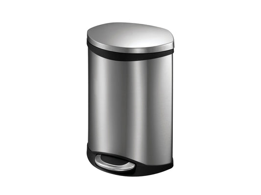 10L Semi-Round Step Bin, Brushed stainless steel
