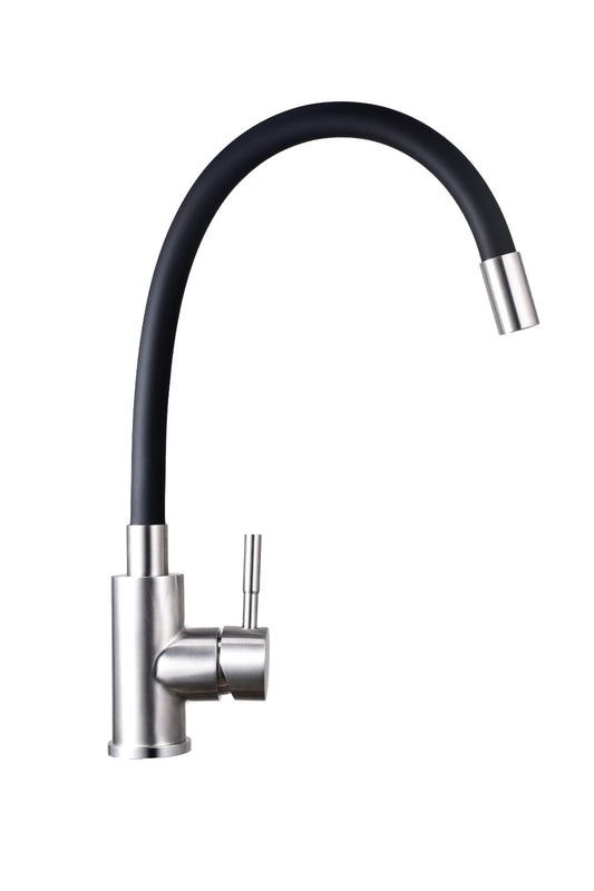 Single Lever Kitchen Mixer w/flexible spout black color, stainlees steel finish