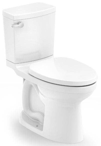 MILANO - TWO-PIECE TOILET - SIPHONIC ELONGATED EXPOSED TRAP-WAY BOWL - COMFORT HIGH - GLOSSY WHITE