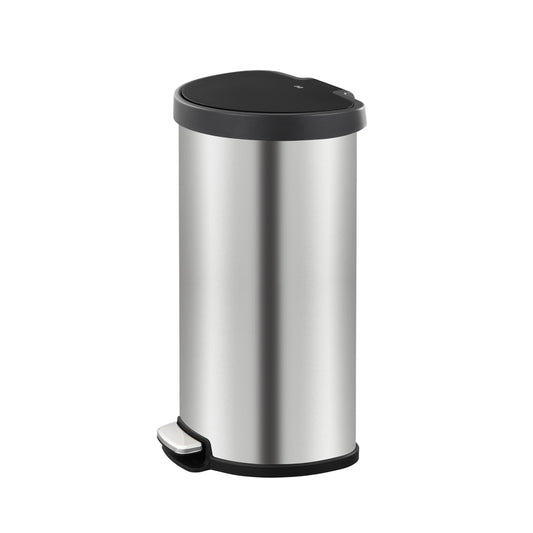 45L Semi-Round Step Bin, Brushed Stainless Steel with plastic lid