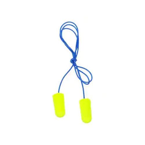 3M E-A-Rsoft Yellow Neons Earplugs, Corded, Poly Bag, Regular Size