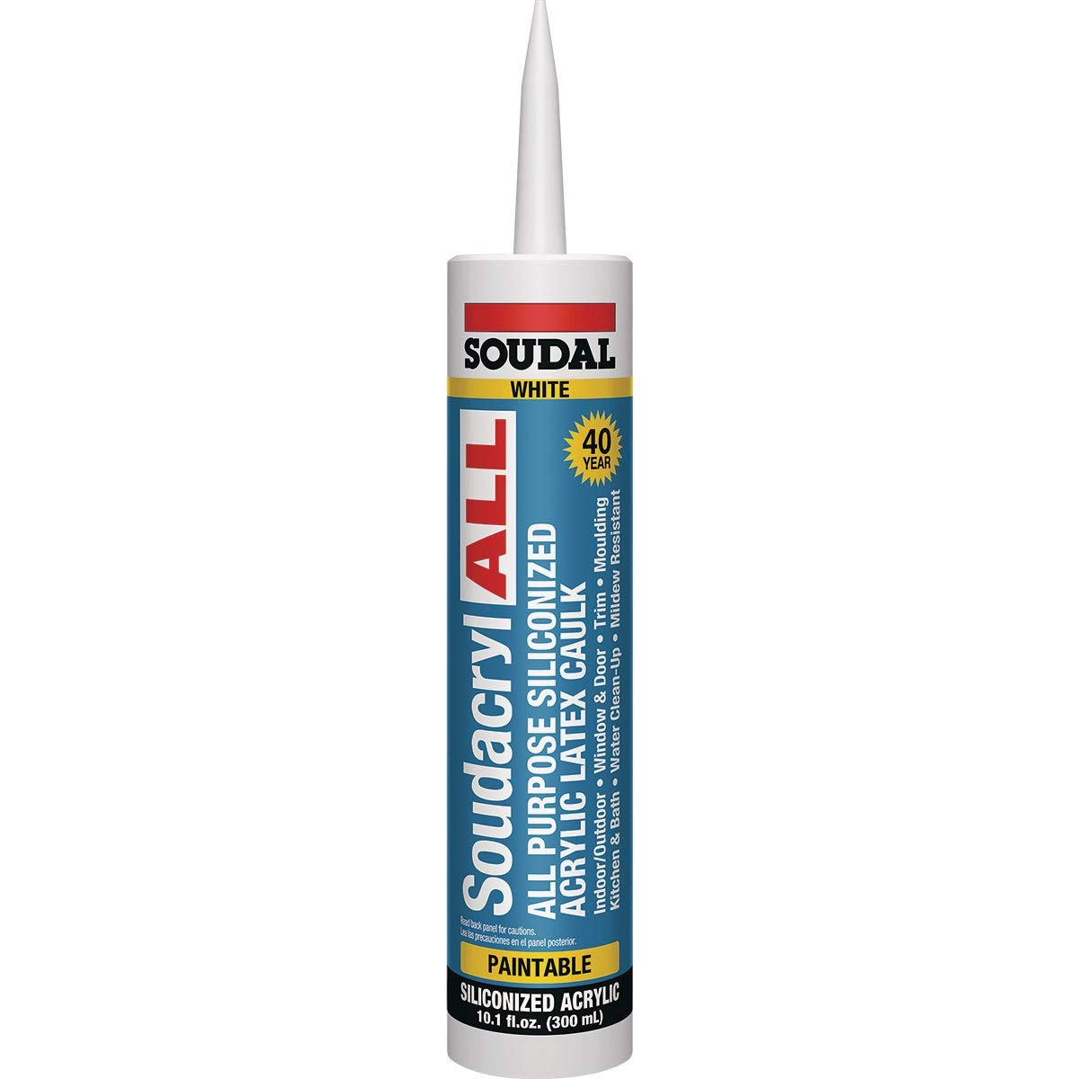 Siliconized Acrylic Latex Caulk, White, 10.1 fl. oz. Soudal