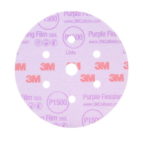 3M Hookit Purple Finishing Film Abrasive Disc 260L, 6 in, P1500, 50/carton