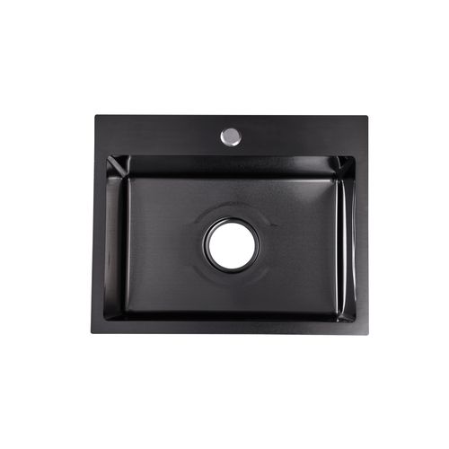 20" x 16" x 8" Matte Black Sink with Drainer System.