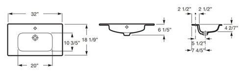 SINK DOMO 32"x18" WHITE