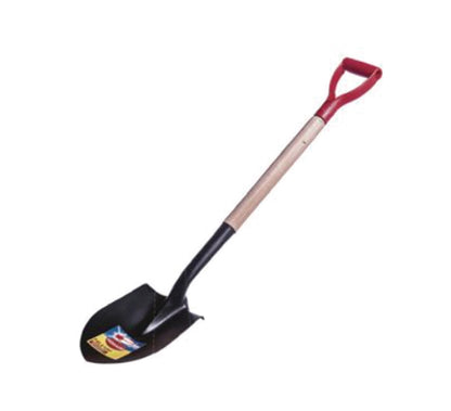 Round Point Shovel with wood handle, plastic grip