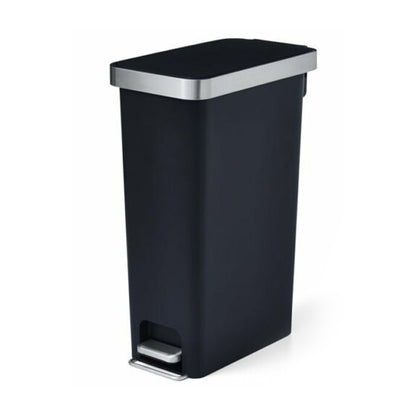 40L Rectangular Black Plastic Step Bin