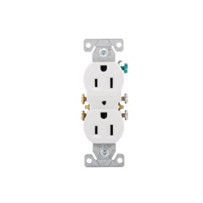 15 Amp Duplex Electrical Outlet - White