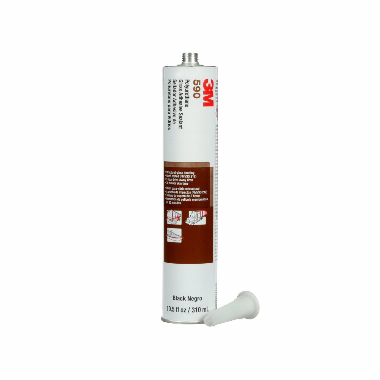 3M™ Polyurethane Glass Adhesive Sealant 590, Black, 310 mL Cartridge