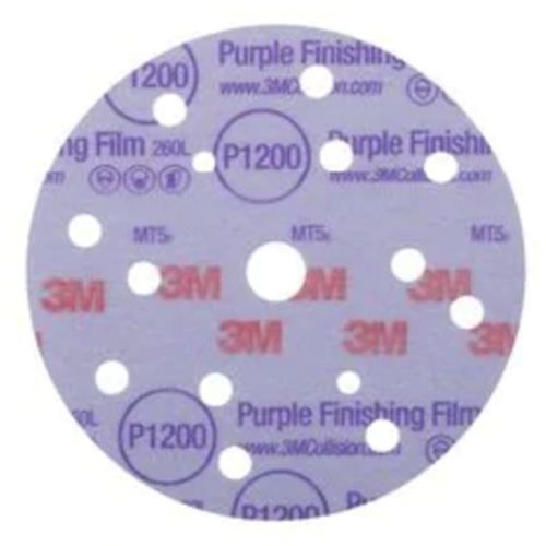 3M Hookit Purple Finishing Film Abrasive Disc 260L, 6 in, P1200, 50/carton