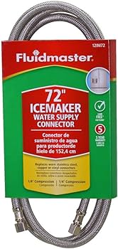Ice Machine Connector 1/4'' x 1/4'' x 72'' Braided Stainless Steel Ice Maker Connector Water ...