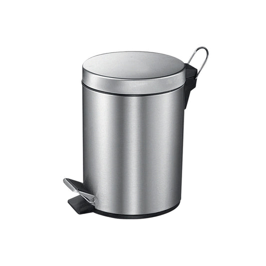 5L Classic Round Step Bin, Brushed stainless steel