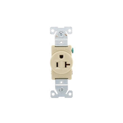 20 Amp commercial single receptacle, 125V, 5-20R, Ivory