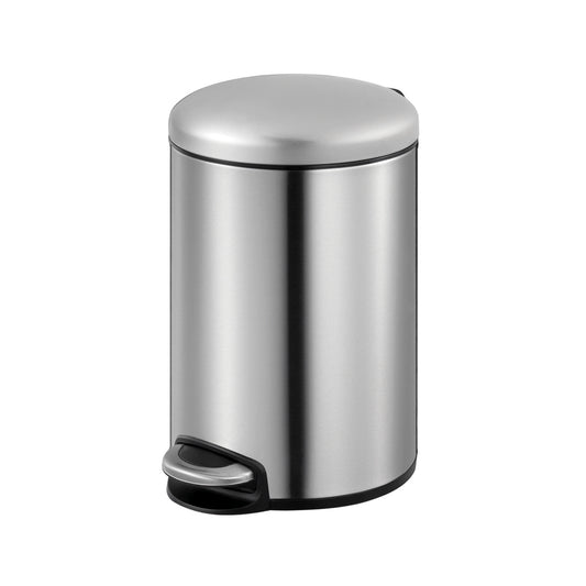 12L Round Step Bin, Brushed stainless steel