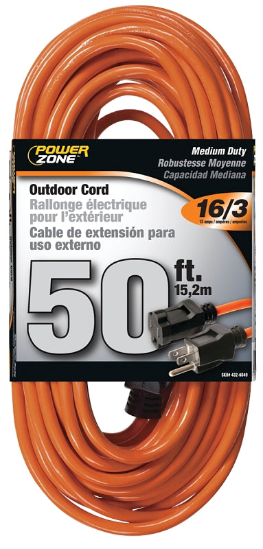 Medium Duty Extension Cord 50' 16/3, 13 A, 125 V