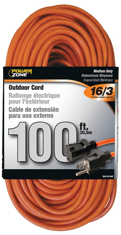 Medium Duty Extension Cord 100' 16/3, 10 A, 125 V