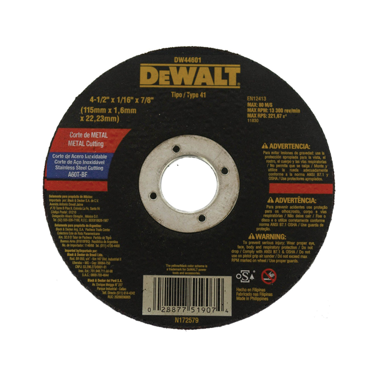 4 1/2 x 1/16 x 7/8 METAL & STAINLESS STEEL CUTTING DISC – SUNICO