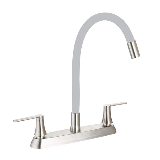 Kitchen faucet w/flexible spout grey color, stainlees steel finish