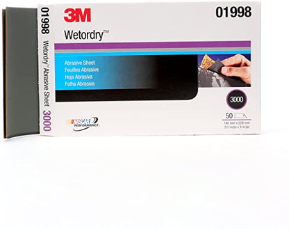 3M Wetordry Abrasive Sheet 5 1/2" x 9", 3000, 50pcs/pk