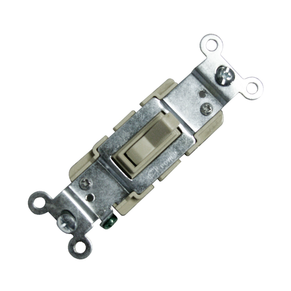 15 Amp 110/220-Volt Single Pole 1-Way Toggle Switch W/ Wall Plate - Wh ...