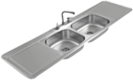 Double sink 150 x 50 x 15 cm