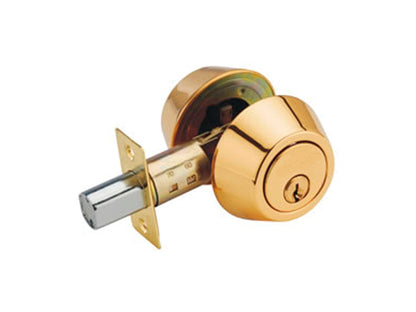 Polished brass double cylinder deadbolt