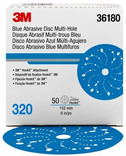 3M™ Hookit™ Blue Abrasive Disc, 6 in, 320 grade, Multi-hole