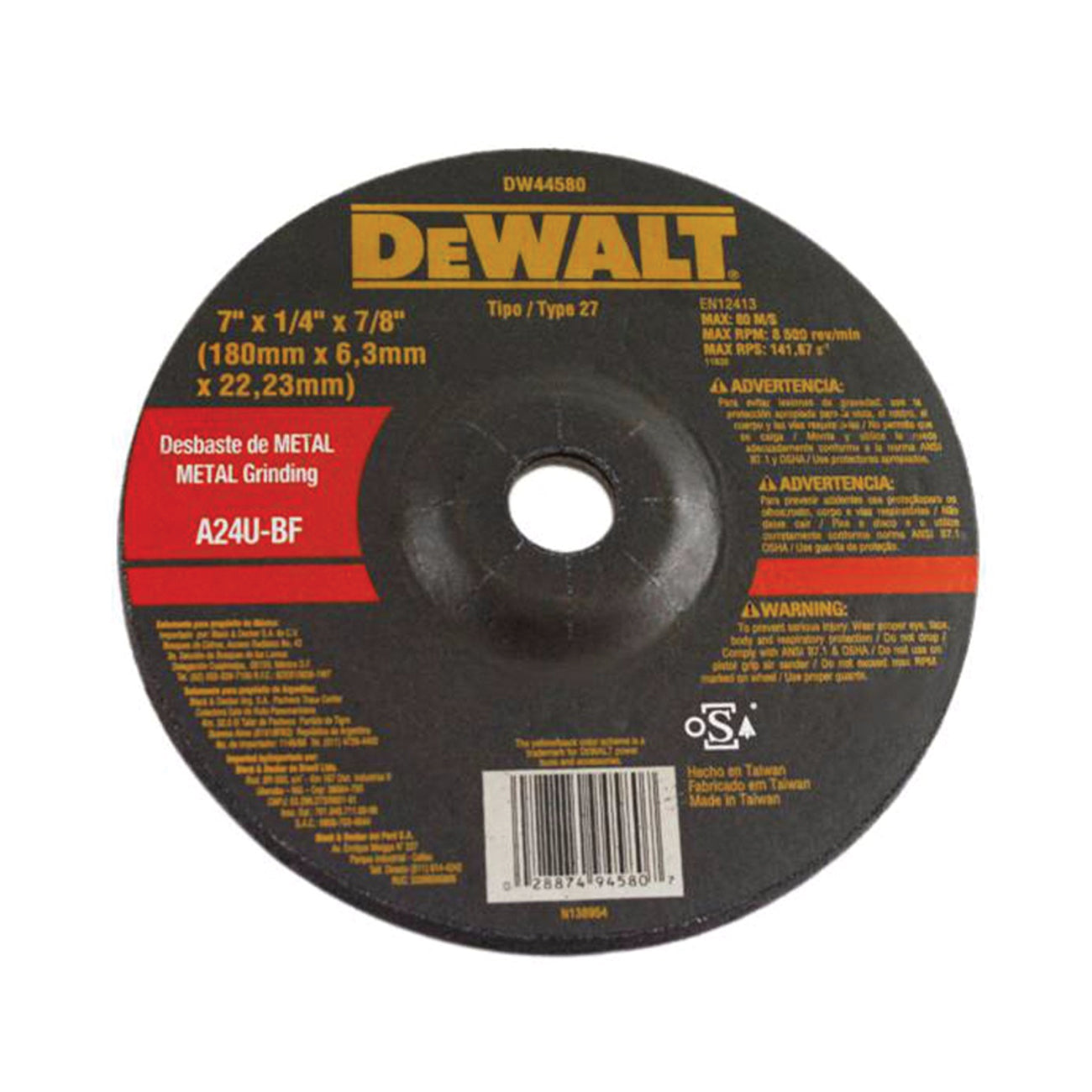 7" x 1/4" x 7/8" GRINDING ABRASIVE DISC TW